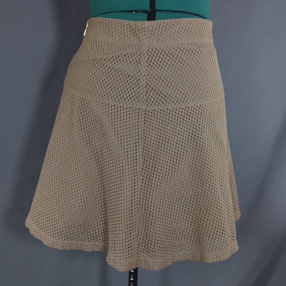 New York & Co Textured Knit Mini Skirt Taupe A-Line Boho Preppy Fall